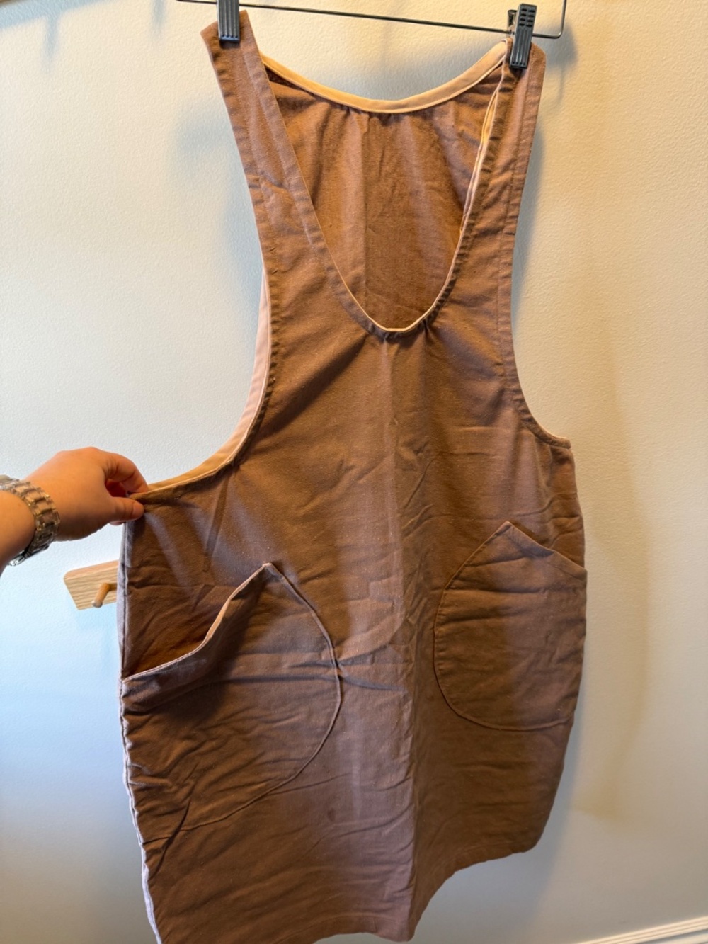 *Homemade* Dusty Pink Linen York Pinafore - Picture 2 of 5